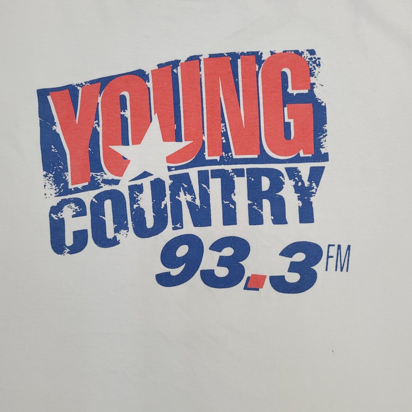 Vintage Young-Country KRZZ 93.3 FM Shirt Large 21x25 White