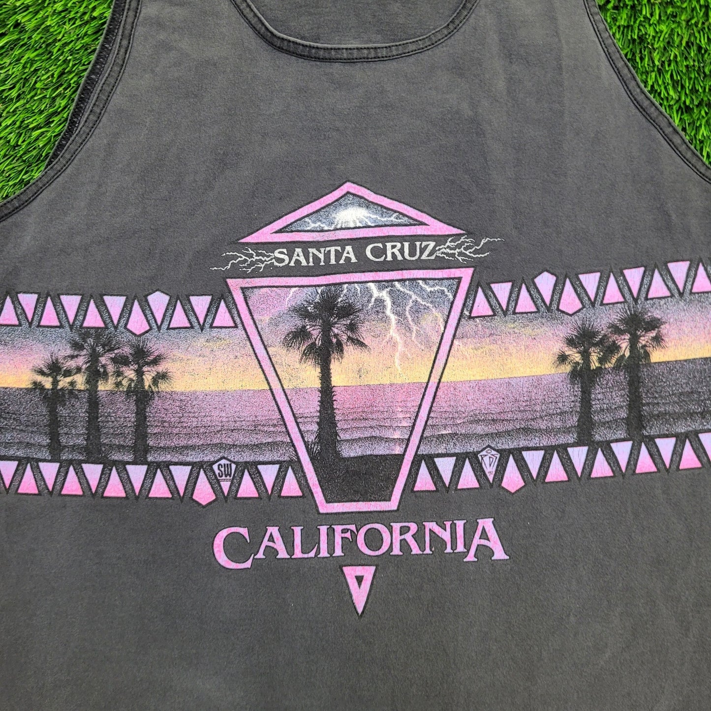 Vintage Sta-Cruz Beach Tank-Top XL 24x28 Faded-Black