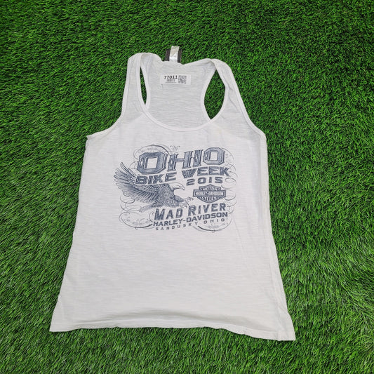 Harley-Davidson Mad-River Tank-Top Womens Small 17x25 White