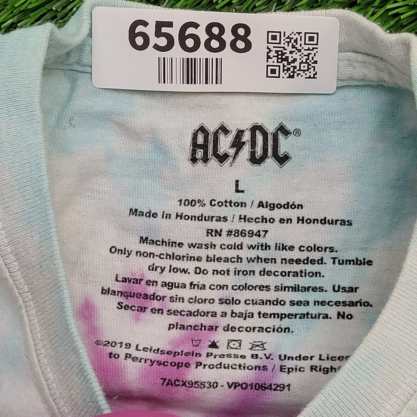 ACDC Crop-Top Tie-Dye Shirt Womens Large 21x15 High-Voltage