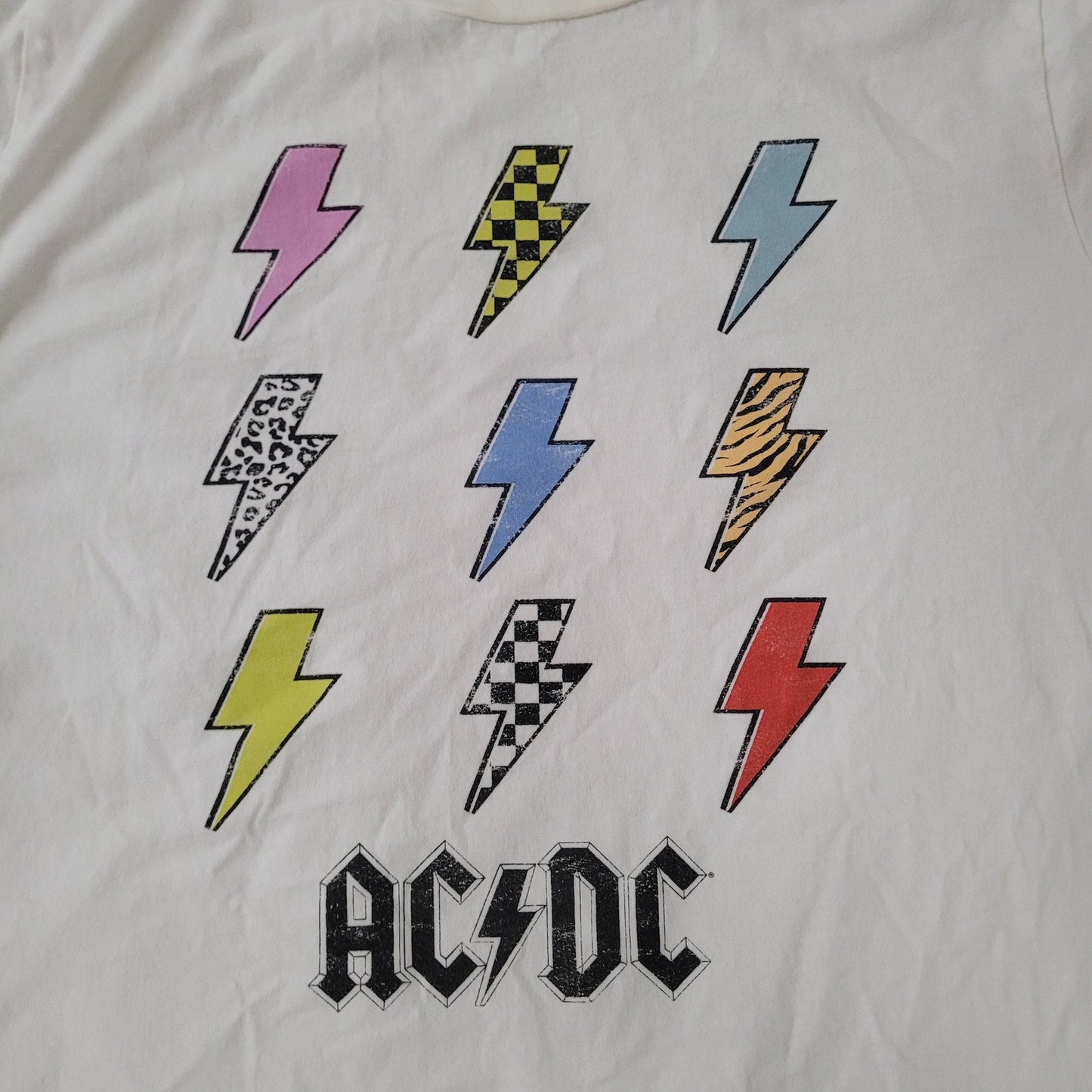 ACDC Band Shirt Womens XL 22x26 White Spellout