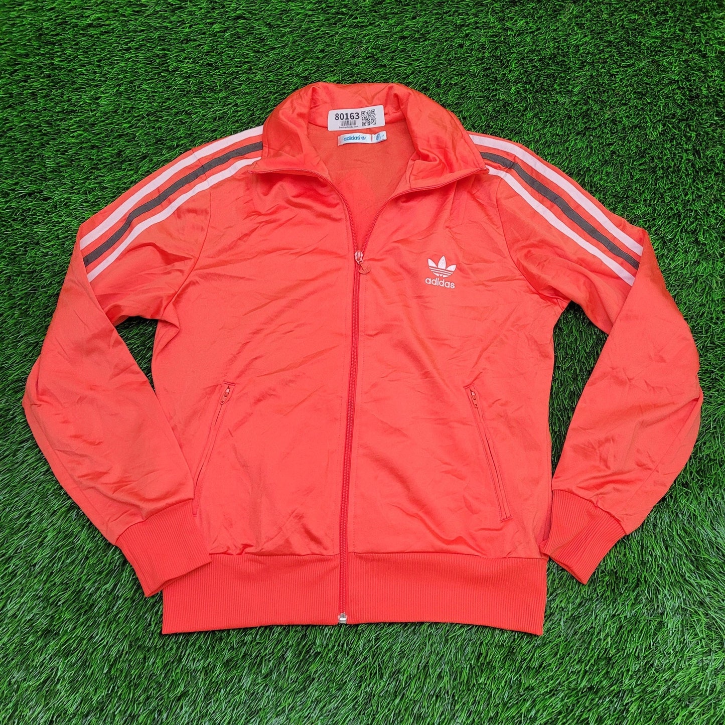 ADIDAS Trefoil Track Jacket Womens M/L 19x24 Orange