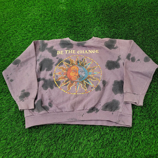 Celestial Sun And Moon Sweatshirt Womens 2XL 24x24 Boxy