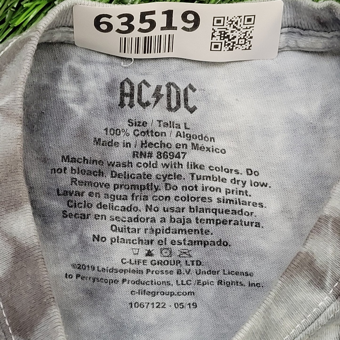 ACDC Tie-Dye Crop-Top Shirt Womens Large 21x17 Gray Spellout