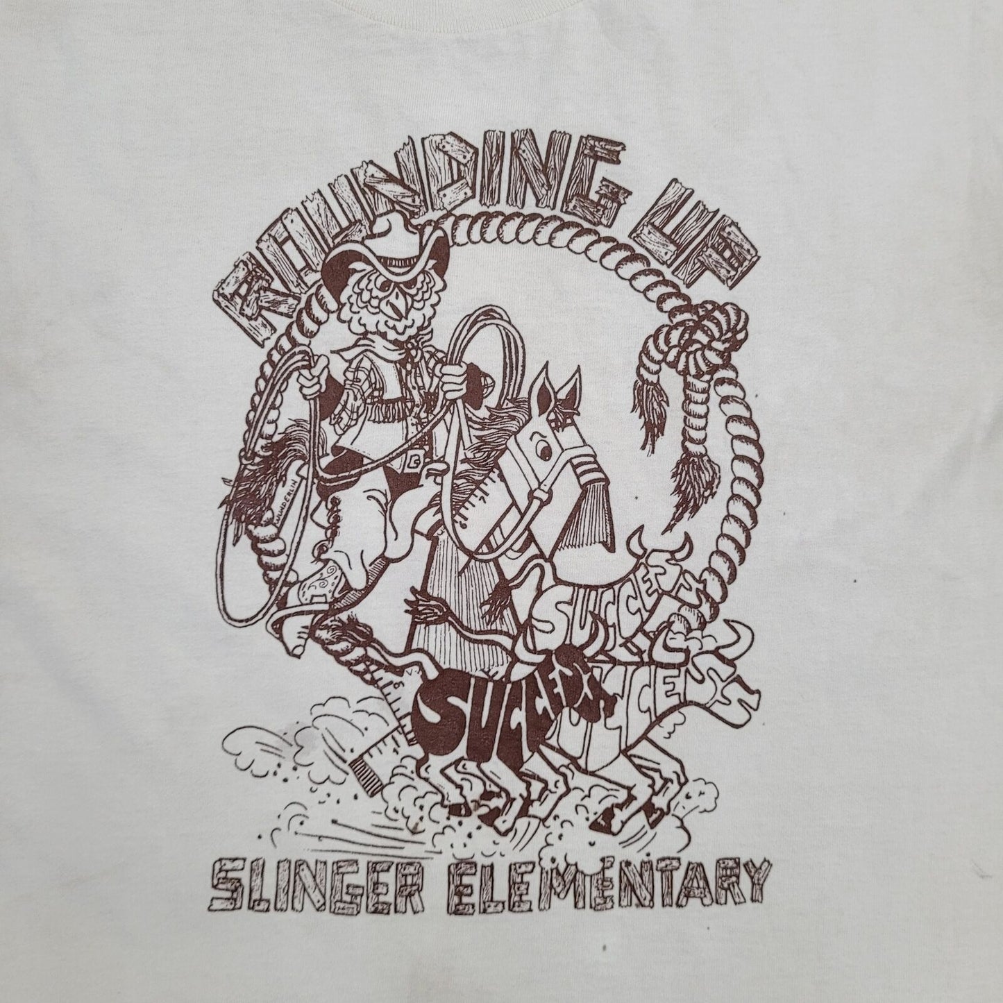 Vintage Slinger Elementary Shirt Womens Medium 19x24 White