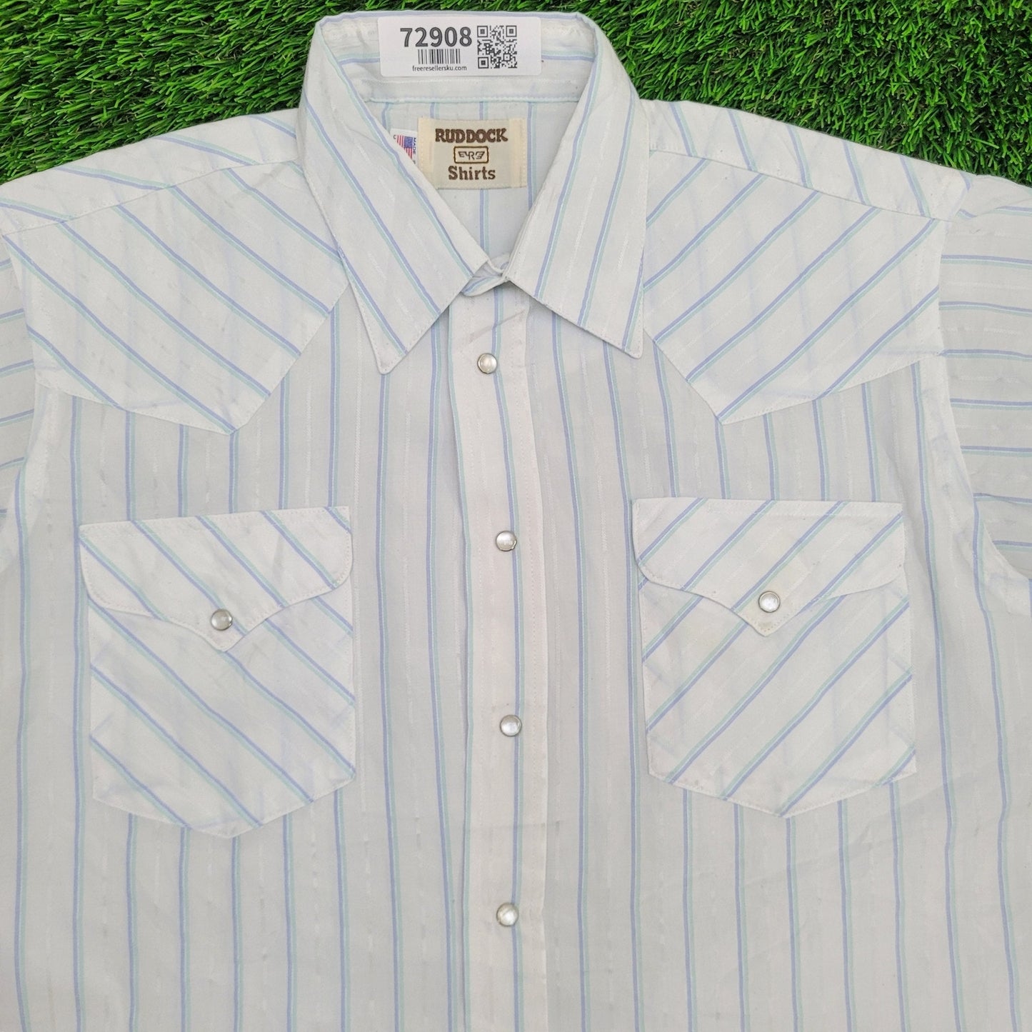 Vintage Ruddock Pearl Snap Shirt Large 22x31 Striped USA