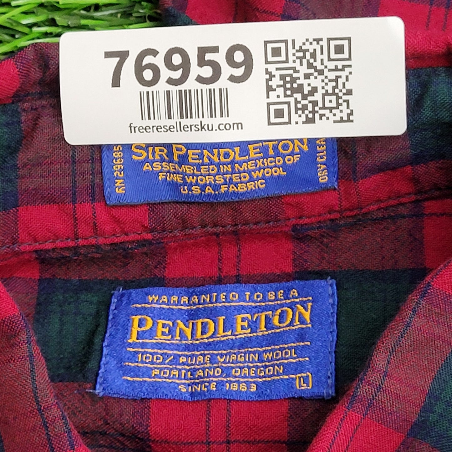 Vintage SIR Pendleton Button Shirt Large 23x30 Tartan Plaid