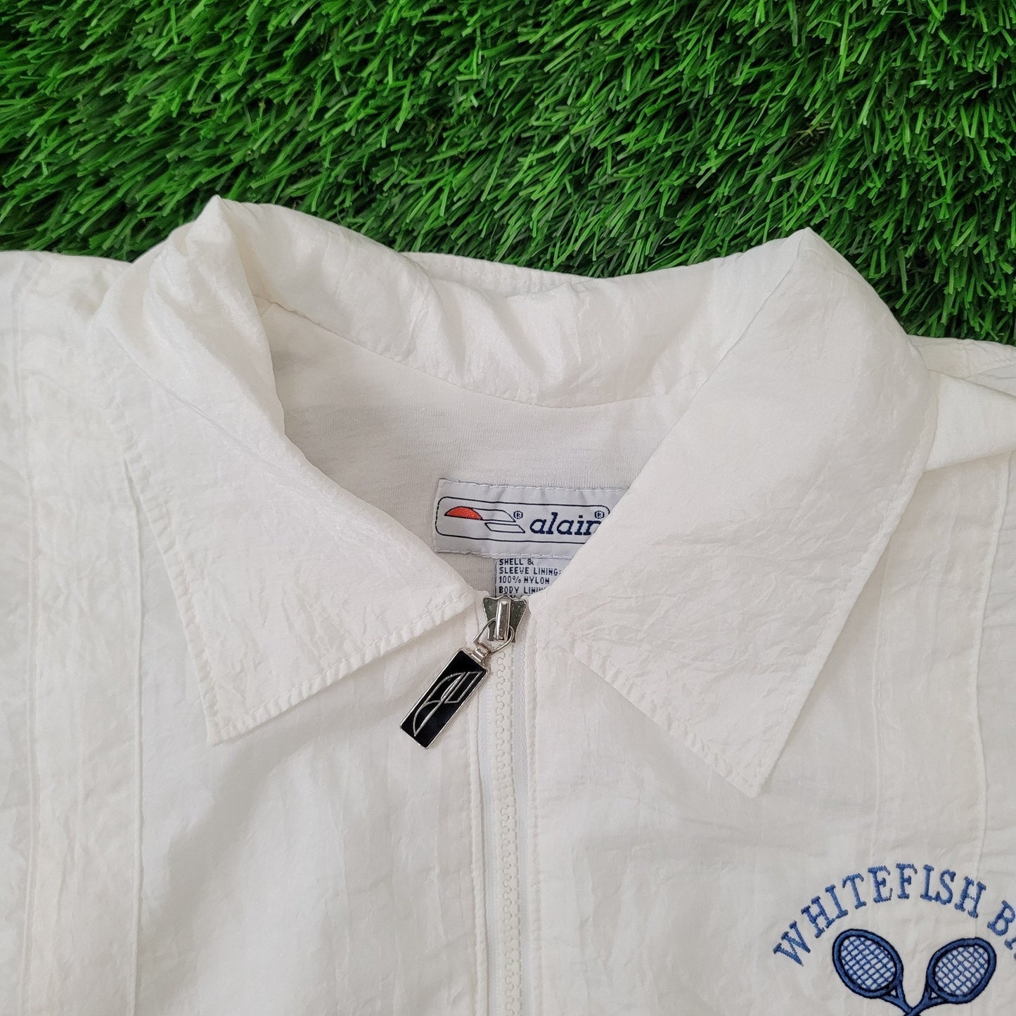 Vintage Whitefish-Bay Tennis Jacket Large 23x22 Windbreaker