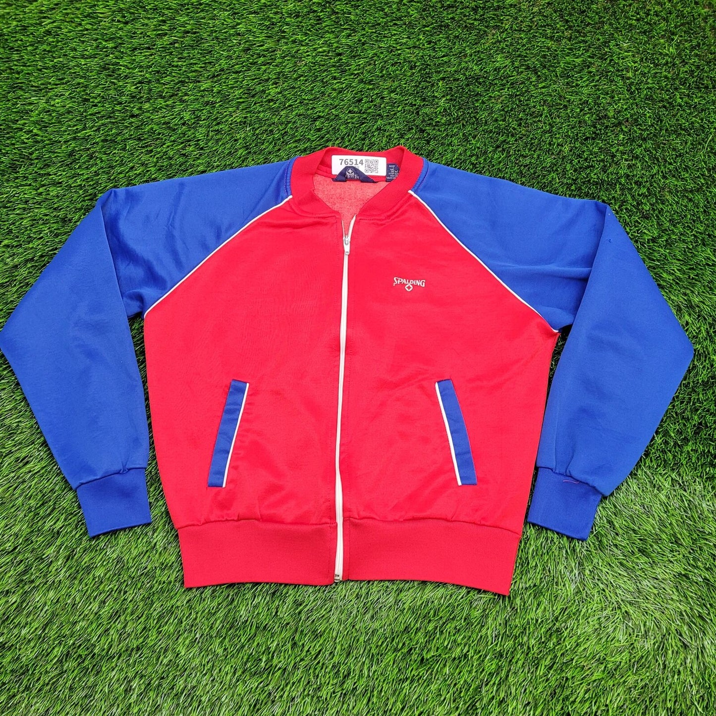 Vintage Spalding Track Jacket Womens Medium 20x21 Red Blue