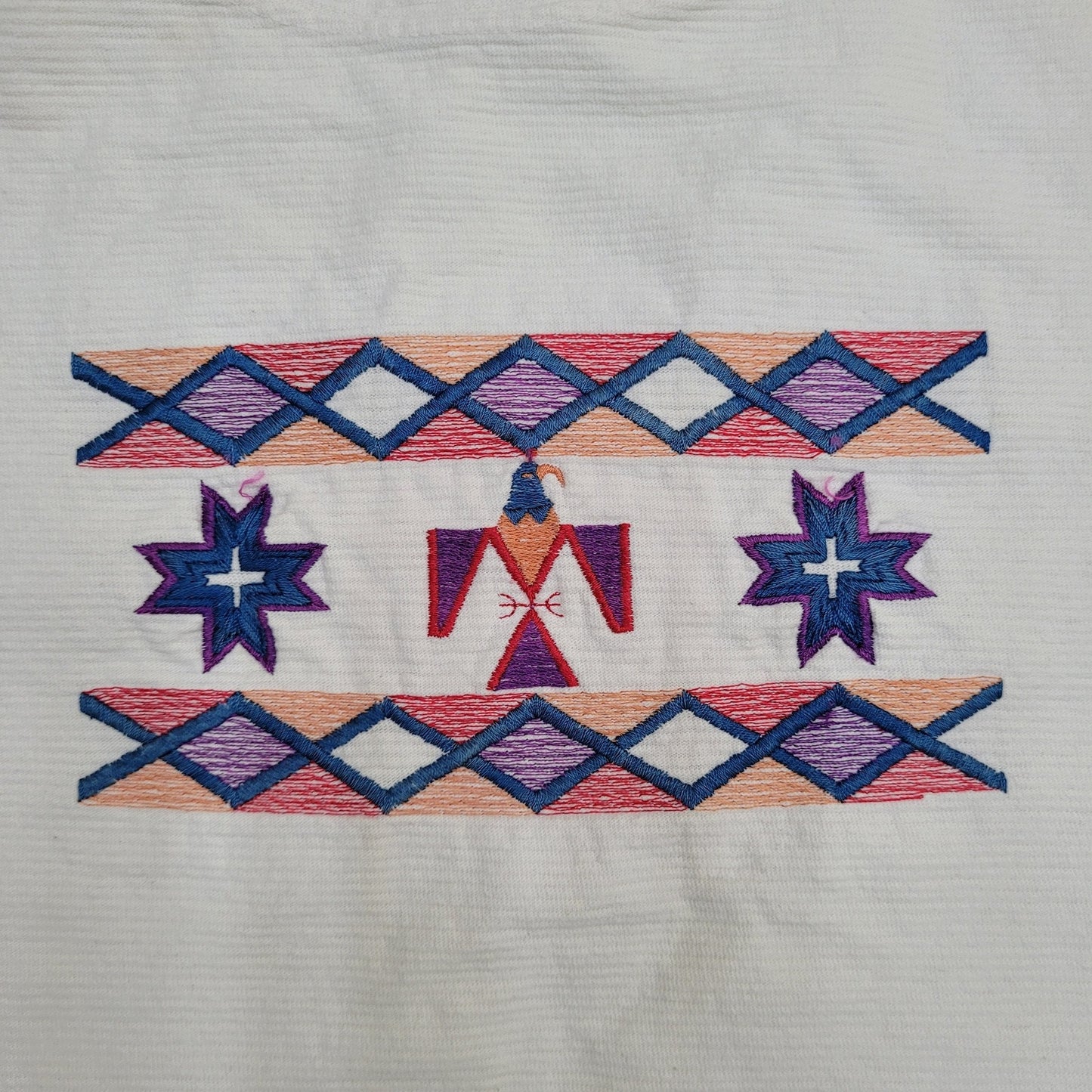 Vintage Tribal Art Shirt Womens Medium 19x24 White USA