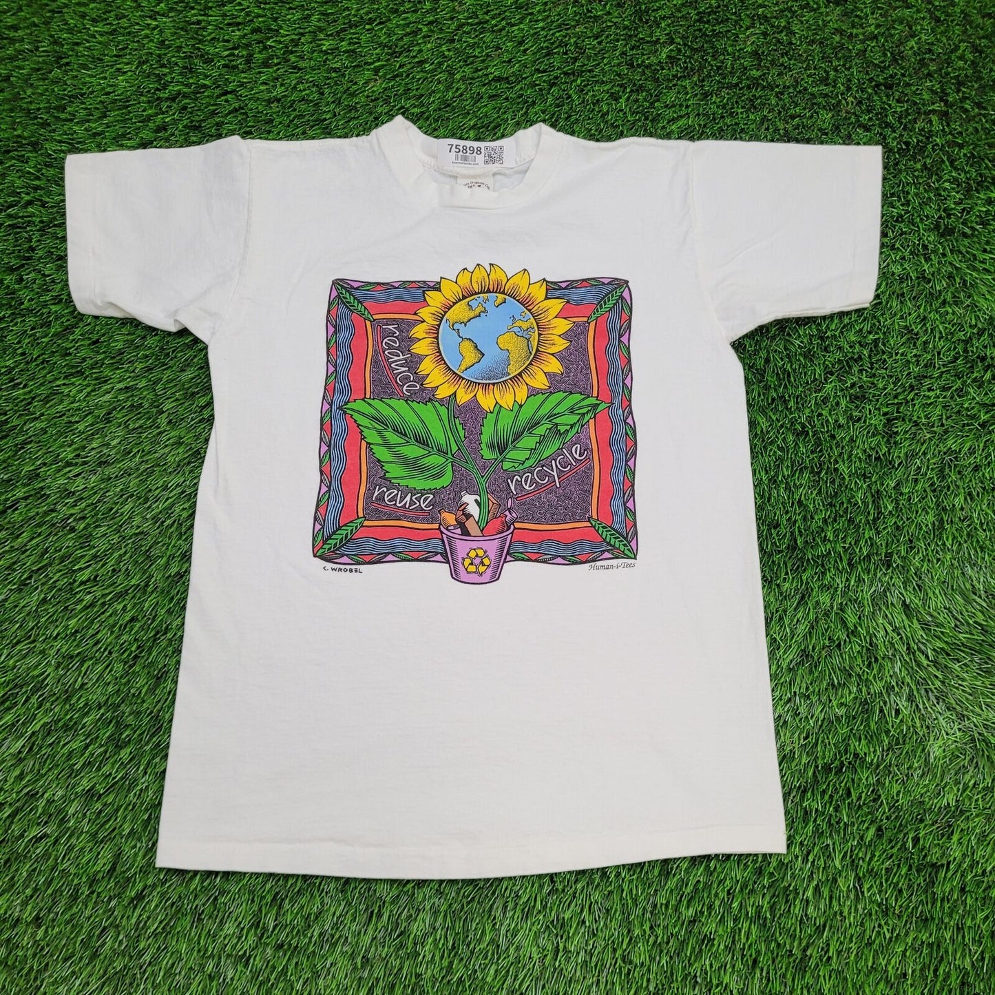 Vintage Sunflower Shirt Womens Medium 19x26 Human-i-Tees USA