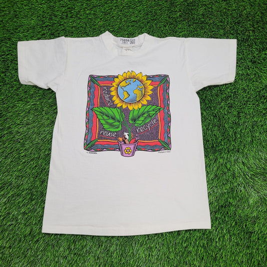 Vintage Sunflower Shirt Womens Medium 19x26 Human-i-Tees USA