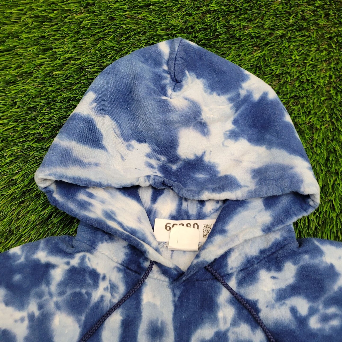 Vintage Tie-Dye Hoodie Womens Medium 19x24 Blue