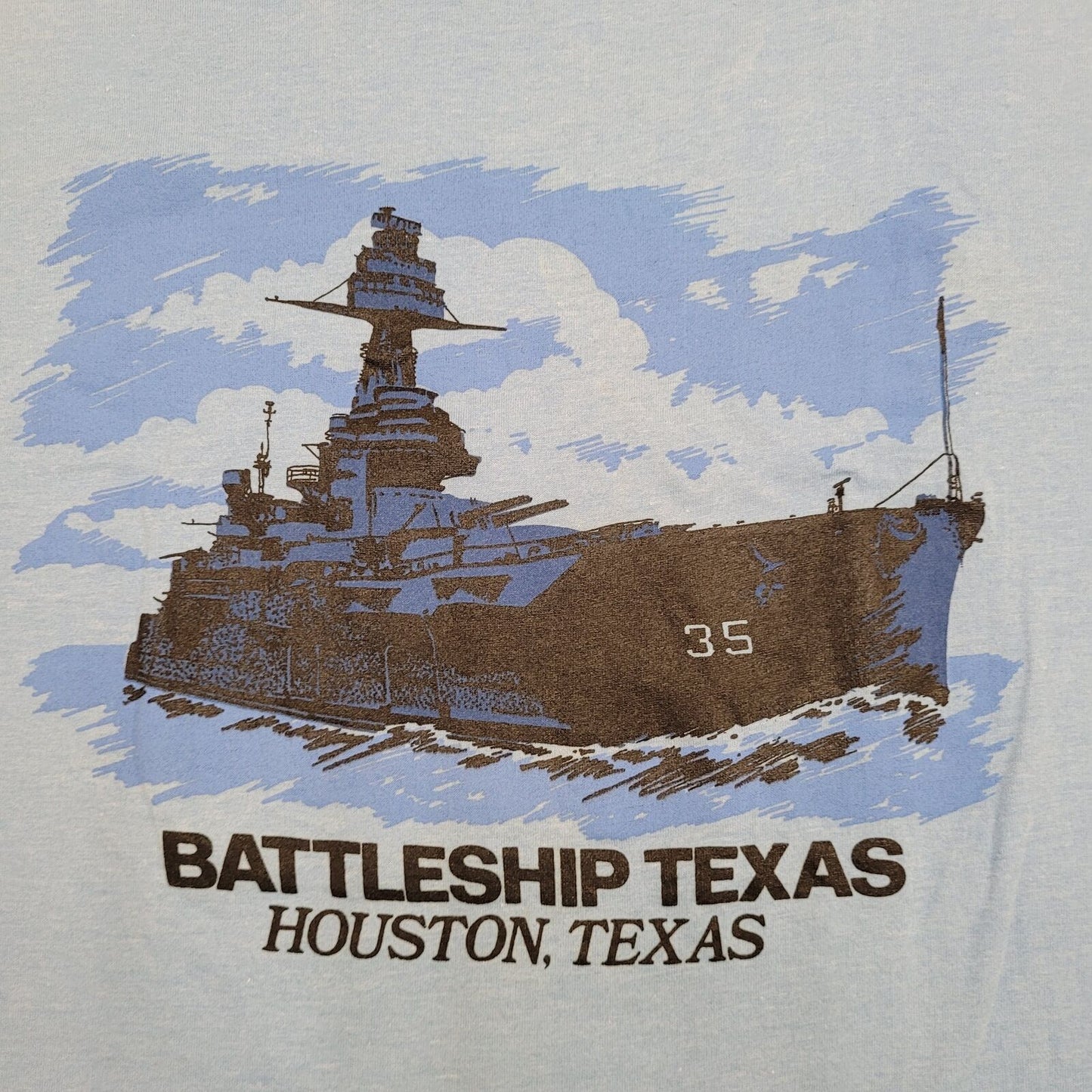 Vintage USN Battleship Shirt Womens Medium 20x25 BB-35 Texas