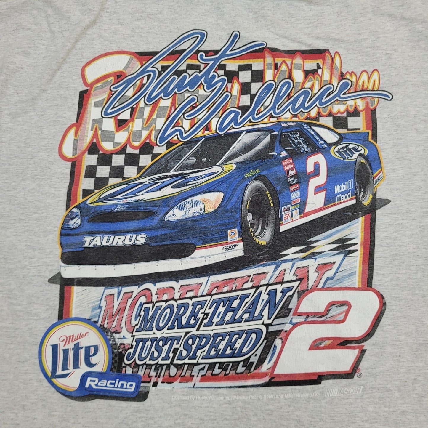 Vintage Rusty-Wallace NASCAR Shirt XL 25x30 Gray