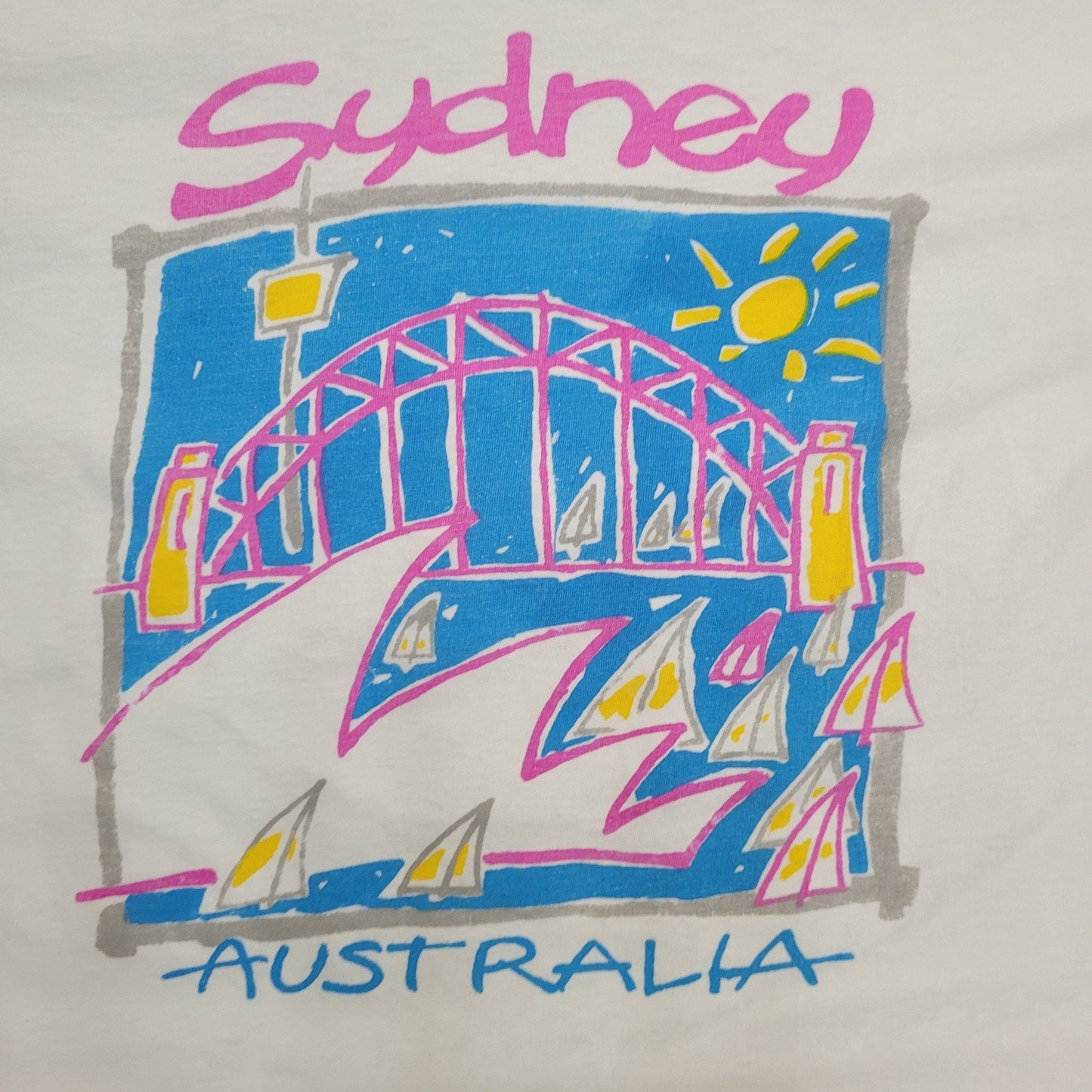 Vintage Sydney Australia Shirt Large 21x21 White