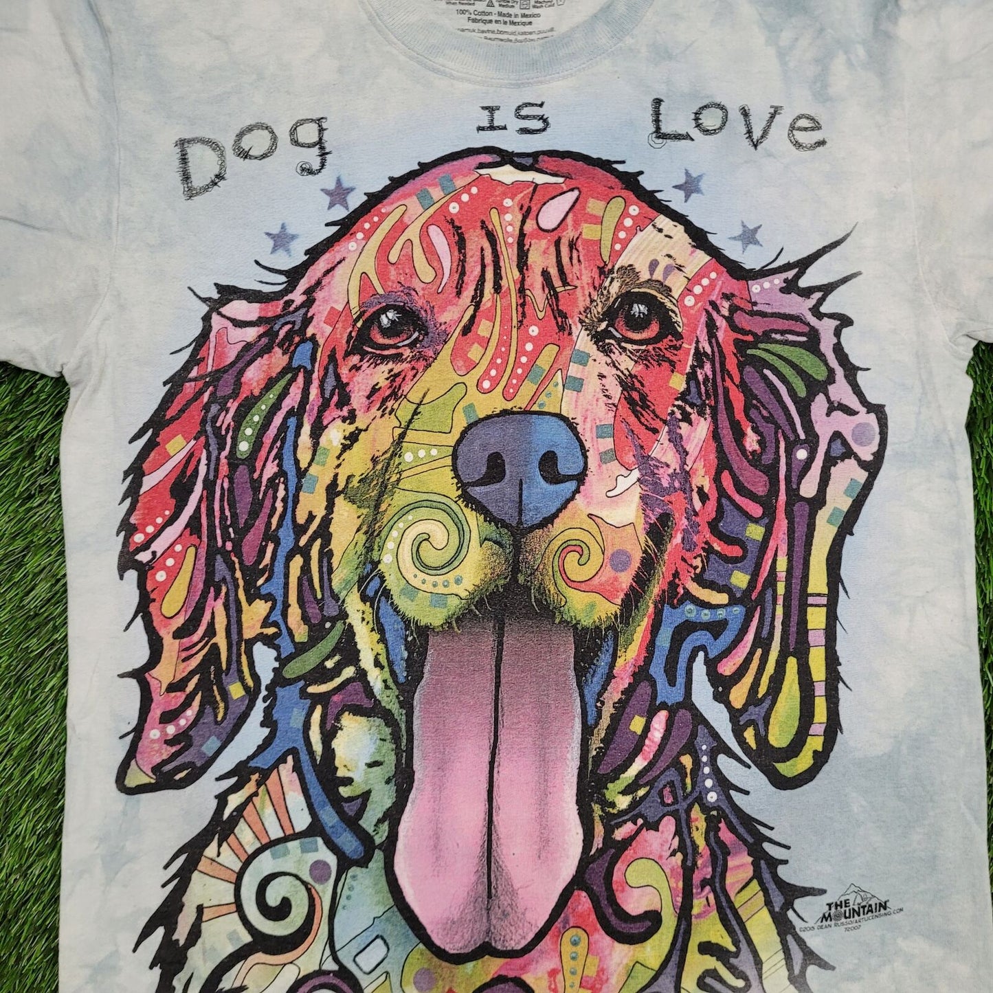 Colorful Dog Shirt Womens Small 19x24 Blue