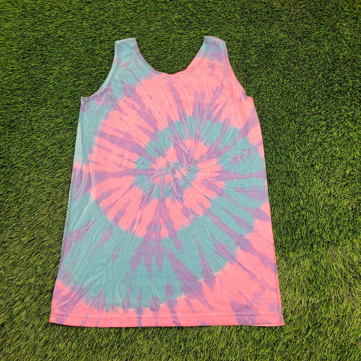 Vintage Swirl Tie-Dye Tank-Top Womens M/L 19x30 Extra-Long