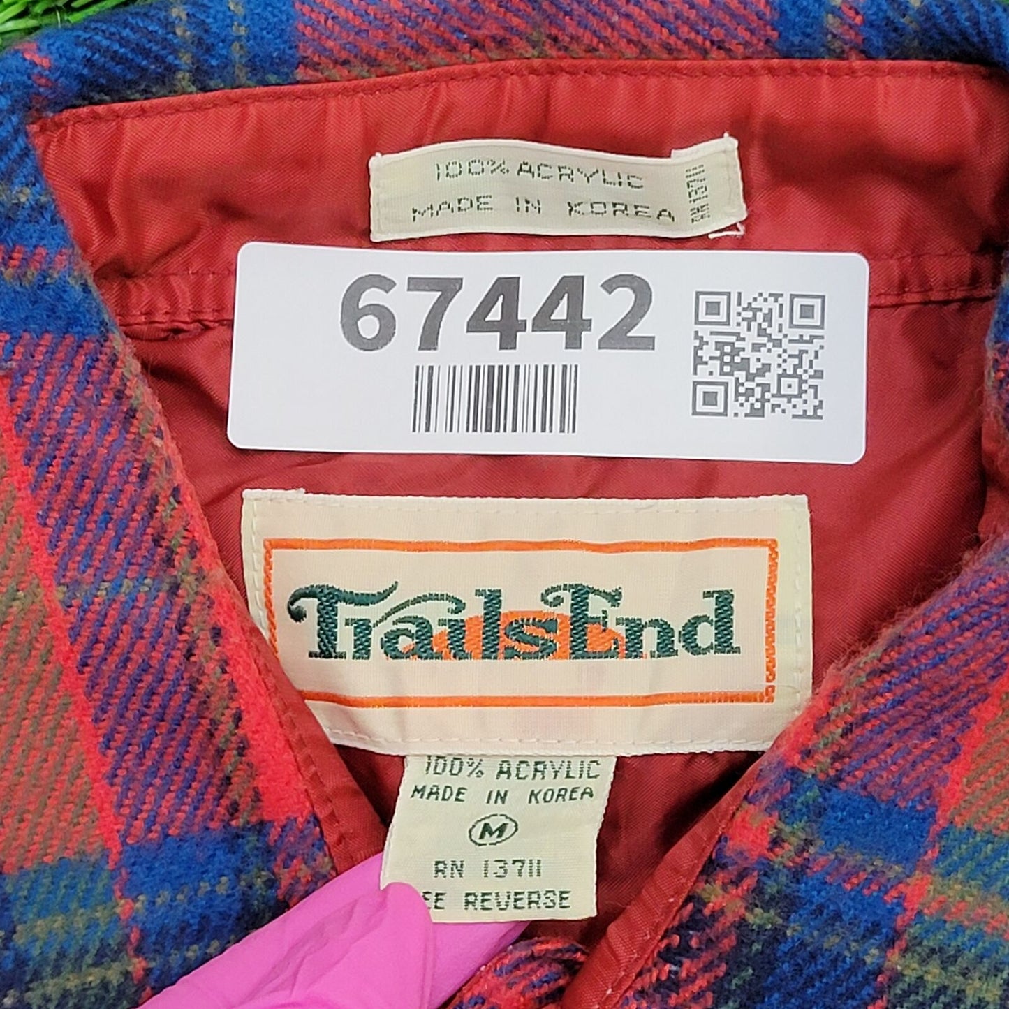 Vintage Trails-End Plaid Shirt Medium 22x30 Red