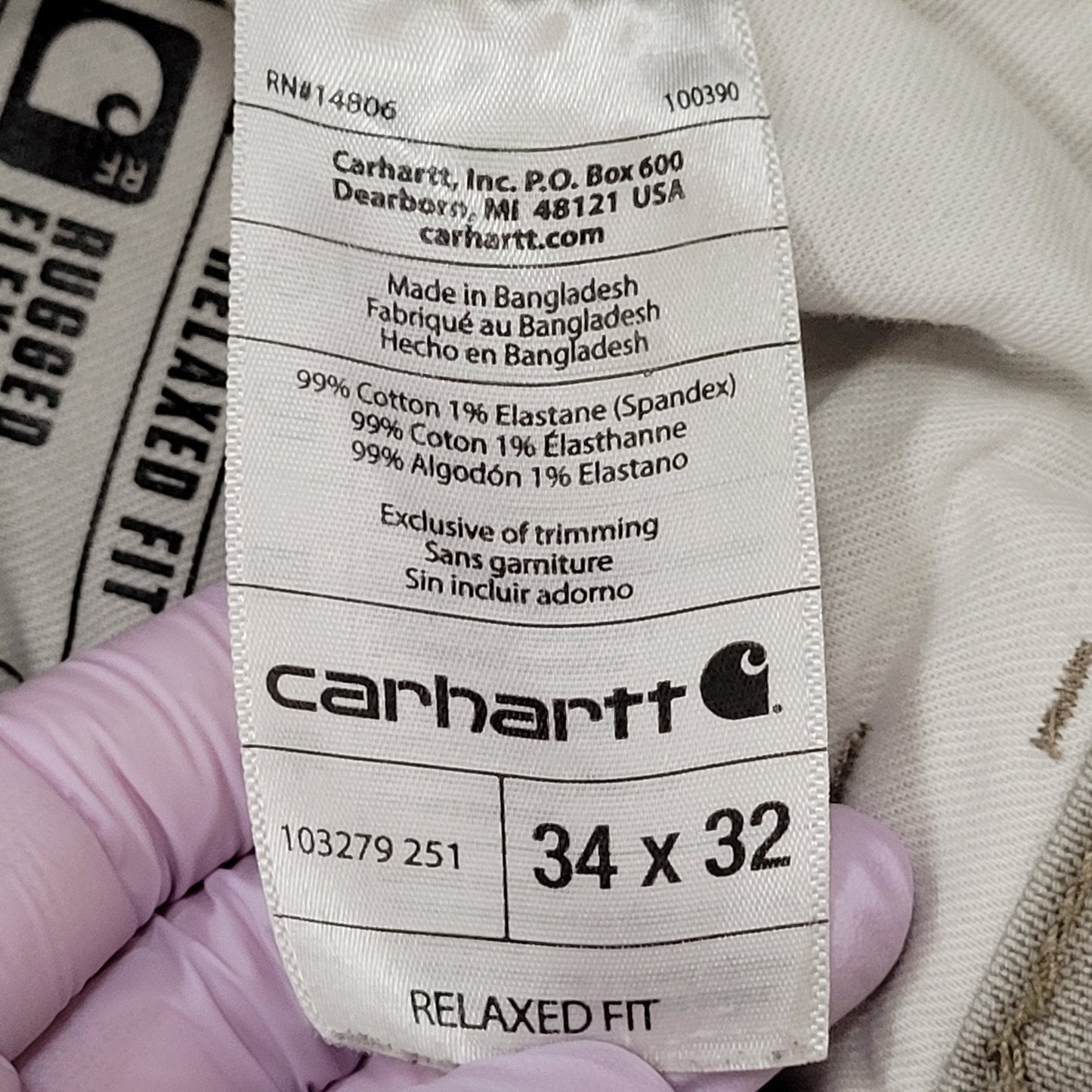 Carhartt Rugged-Flex Carpenter Pants 34x31 Canvas Greige