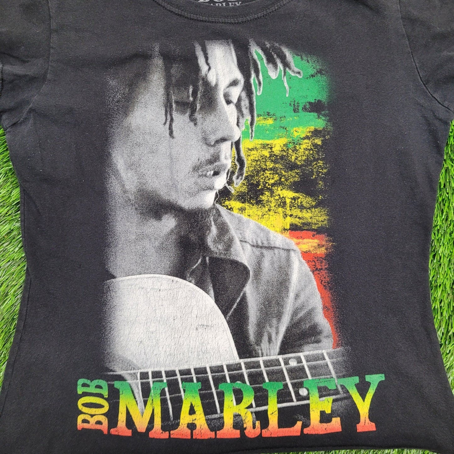 Bob-Marley Crop-Top Shirt Womens XS 16x19 Black