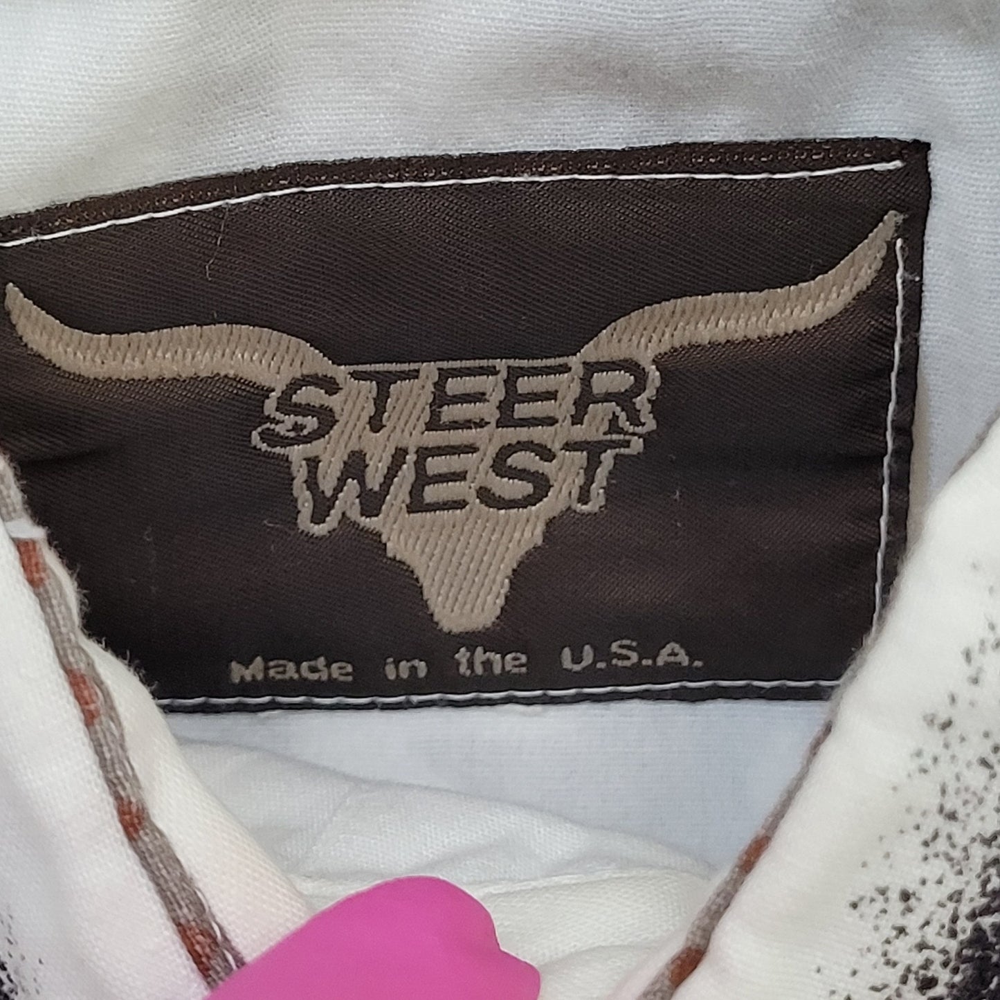 Vintage Steer-West Western Pearl-Snap Shirt Large 22x31