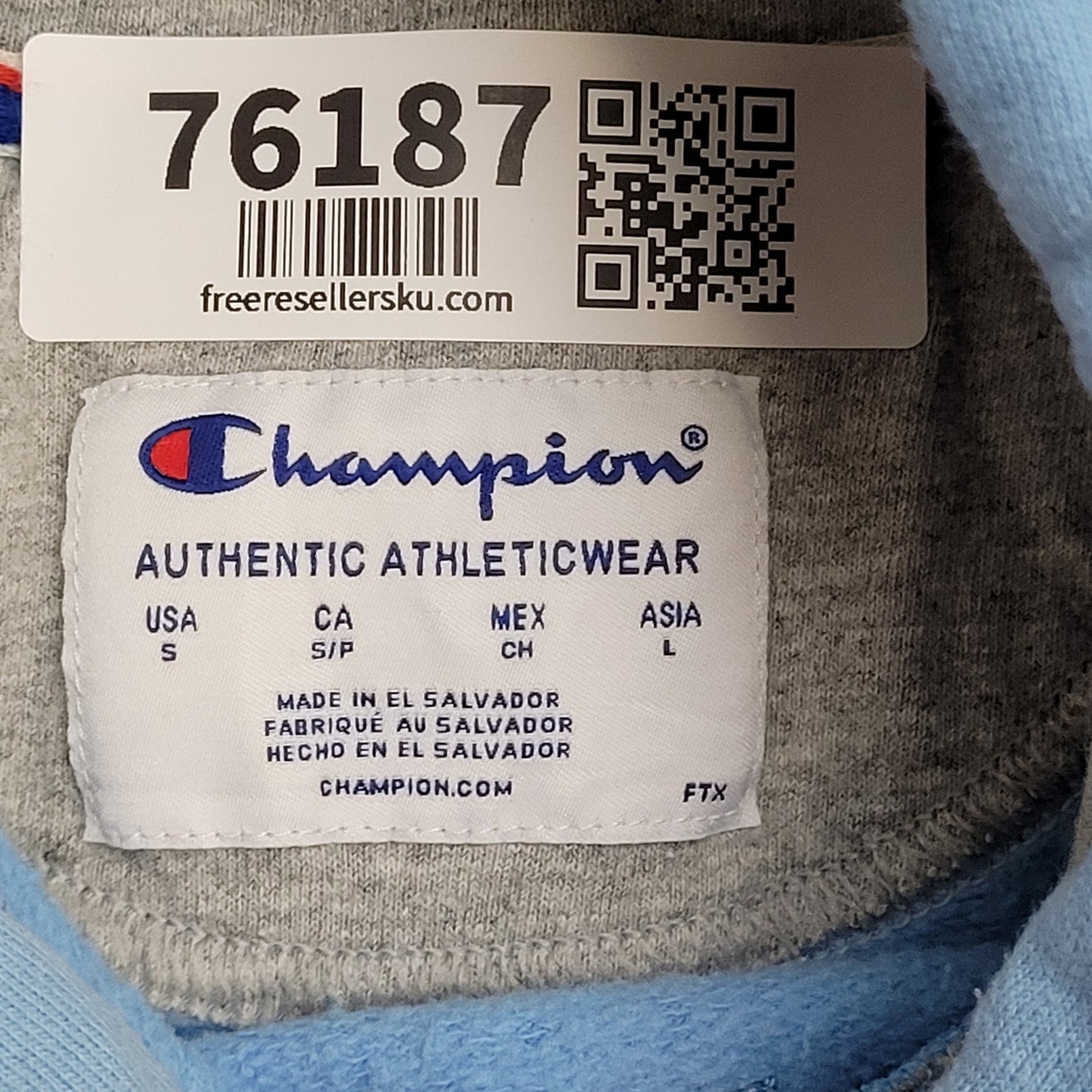 Champion Bee Hoodie Small 19x25 Blue Embroidery