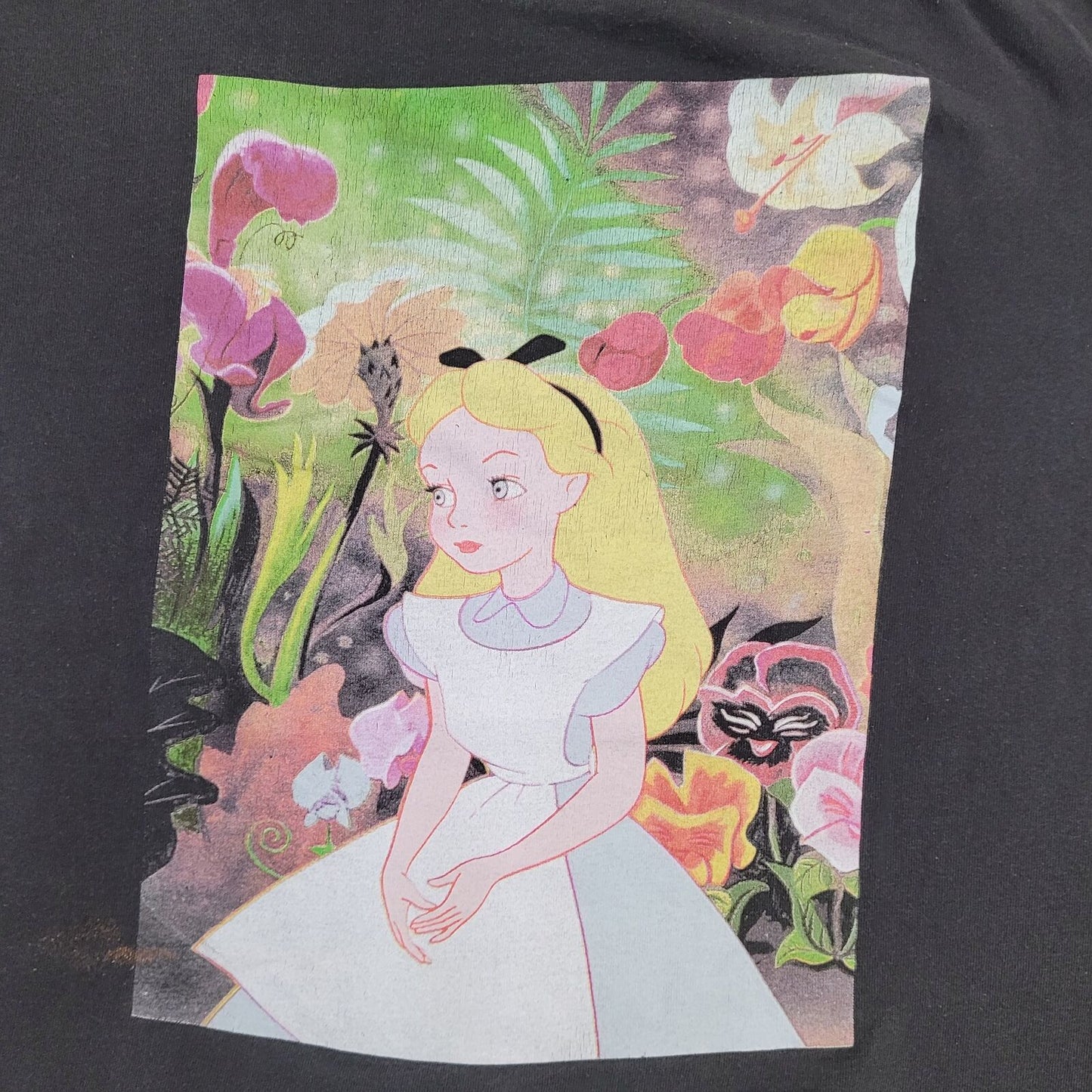 Alice-in-Wonderland Shirt Womens Large 21x24 Black