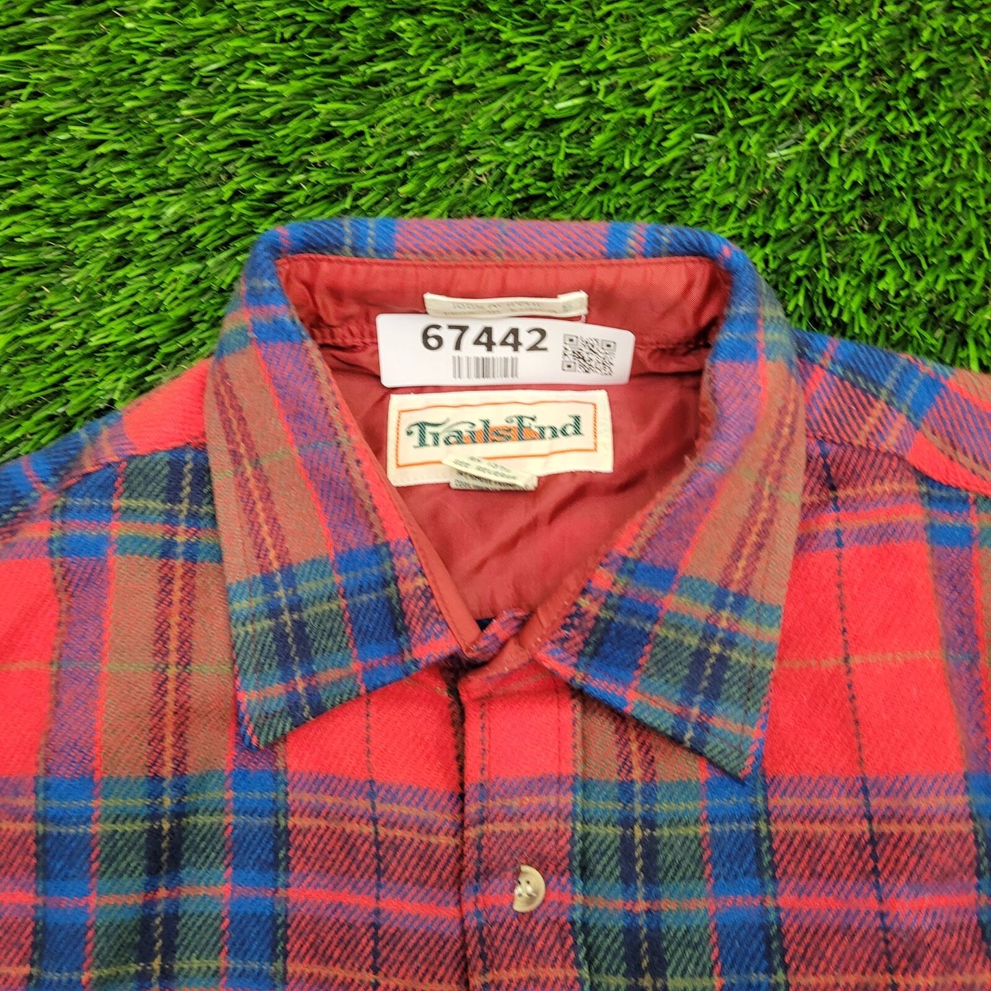 Vintage Trails-End Plaid Shirt Medium 22x30 Red