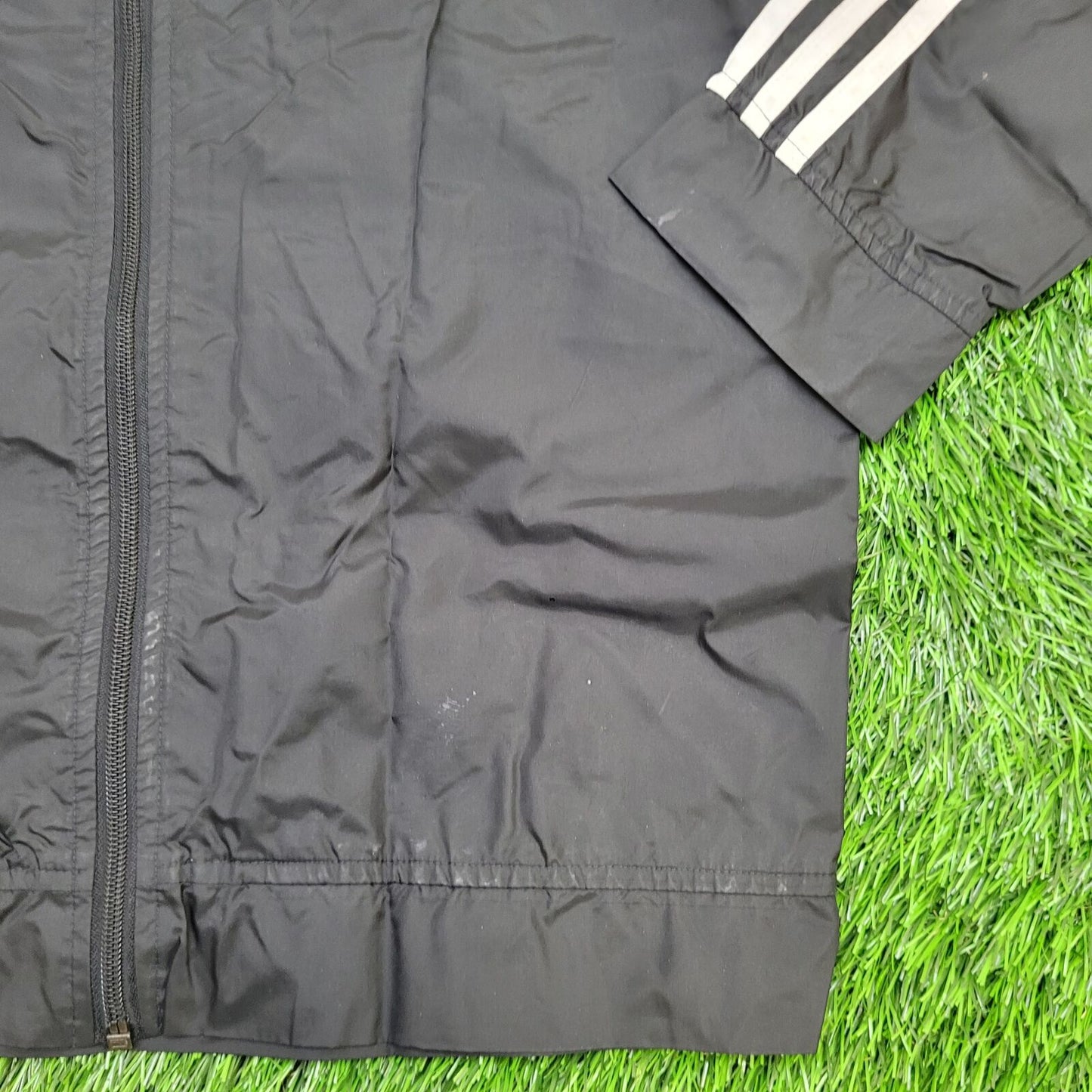 ADIDAS 3-Bar Windbreaker Jacket Small 21x24 Black