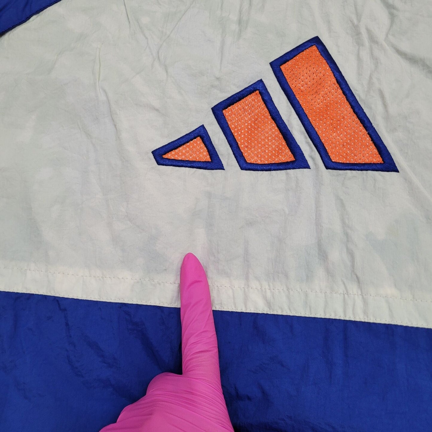 ADIDAS Windbreaker Jacket Medium 22x24 Blue Cropped