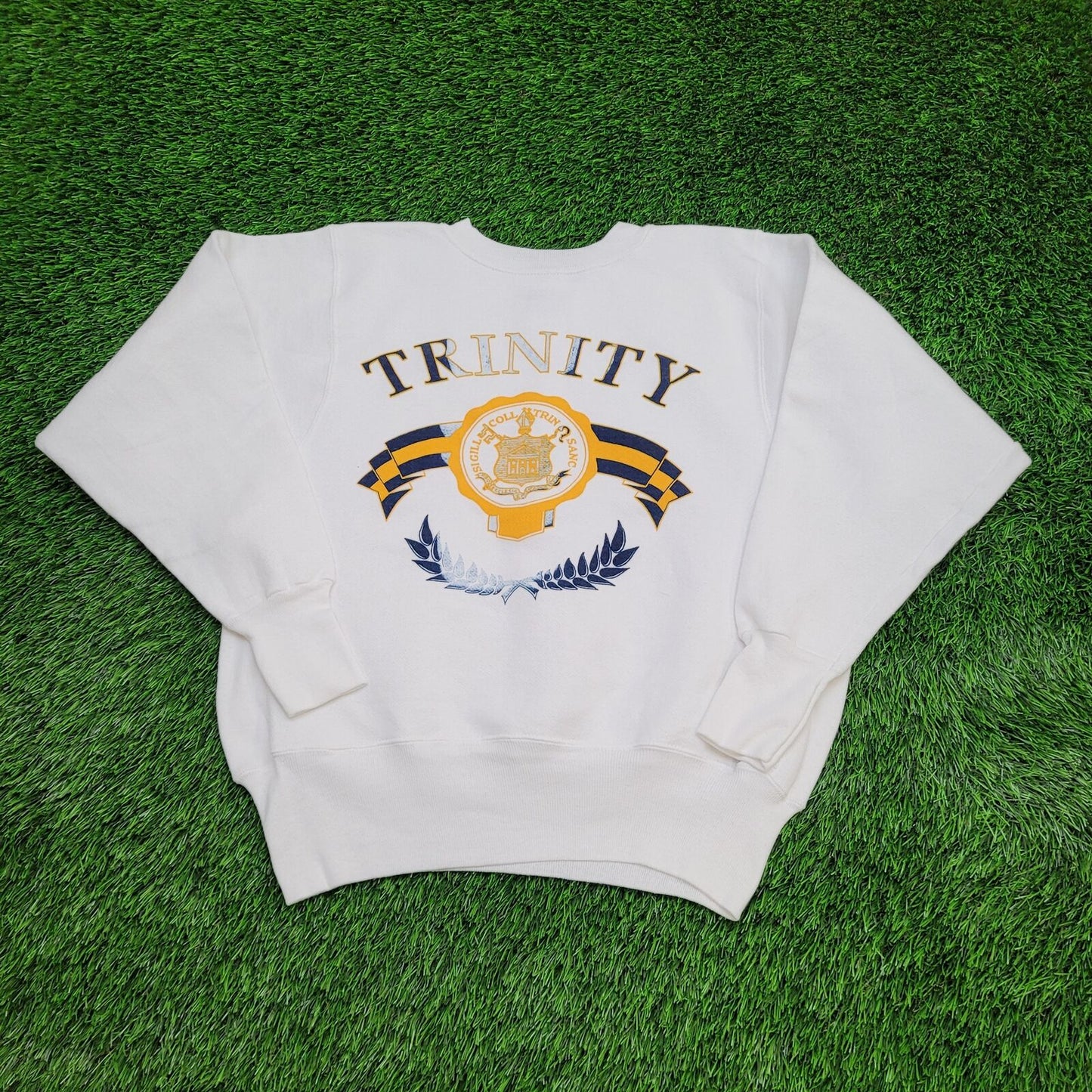 Vintage Trinity College Sweatshirt Womens Large 22x22 White