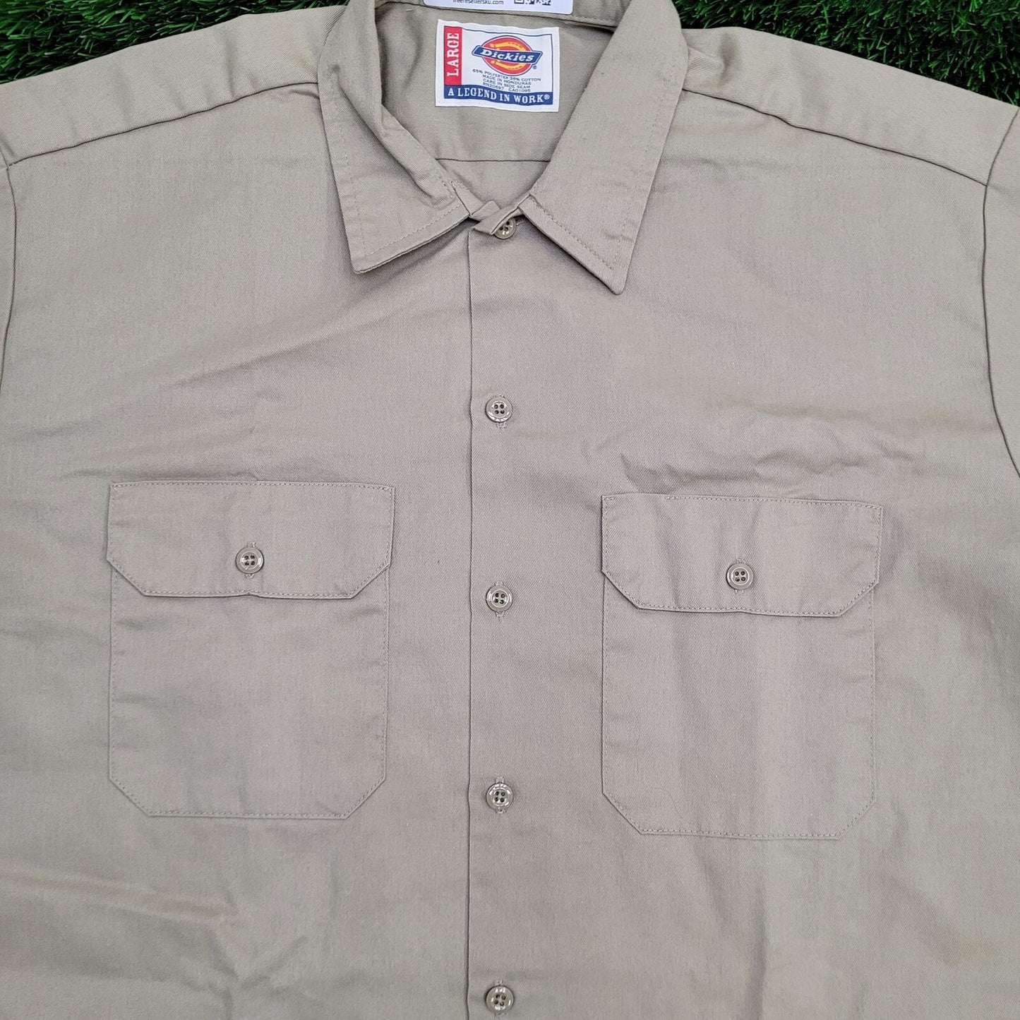 DICKIES Workwear Shirt Large 25x31 Tan Khaki Baggy