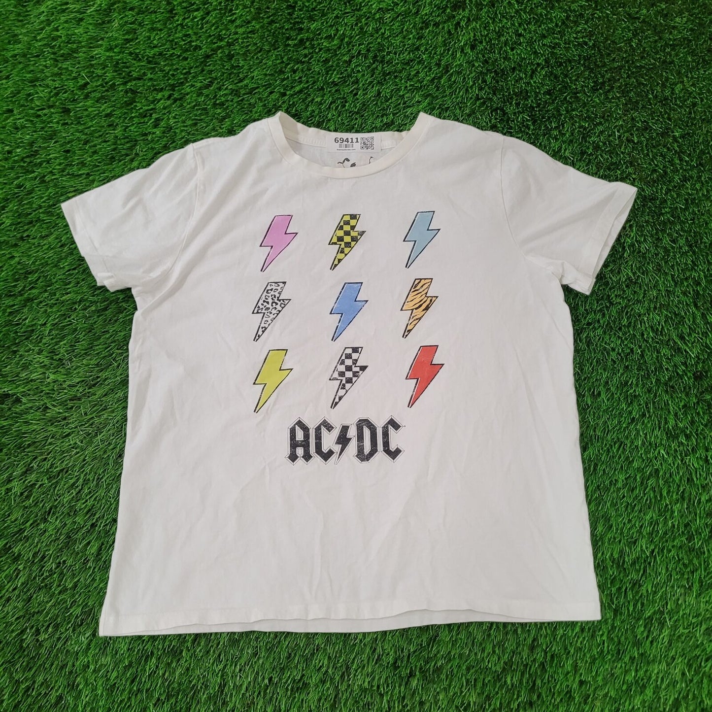 ACDC Band Shirt Womens XL 22x26 White Spellout