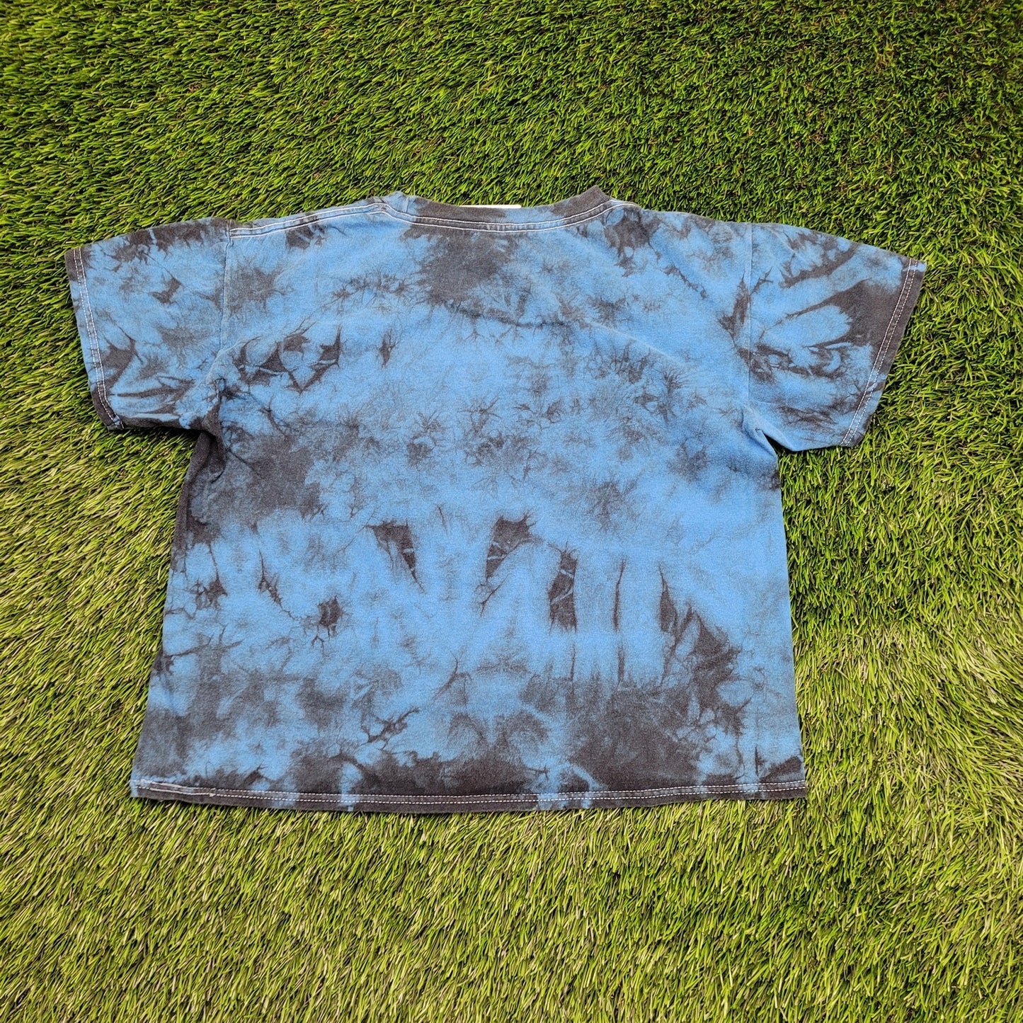 ACDC Crop Tie-Dye Shirt Womens Medium 18x18 Blue Black