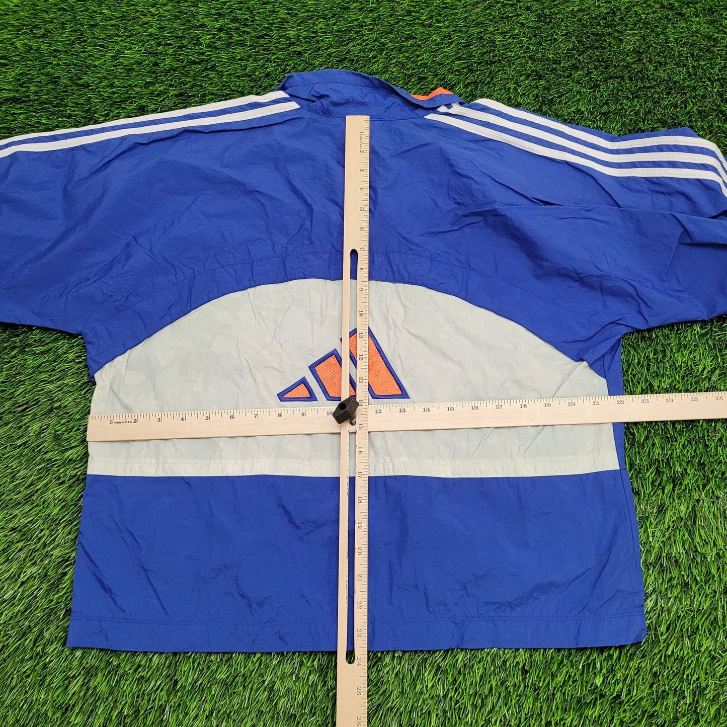 ADIDAS Windbreaker Jacket Medium 22x24 Blue Cropped