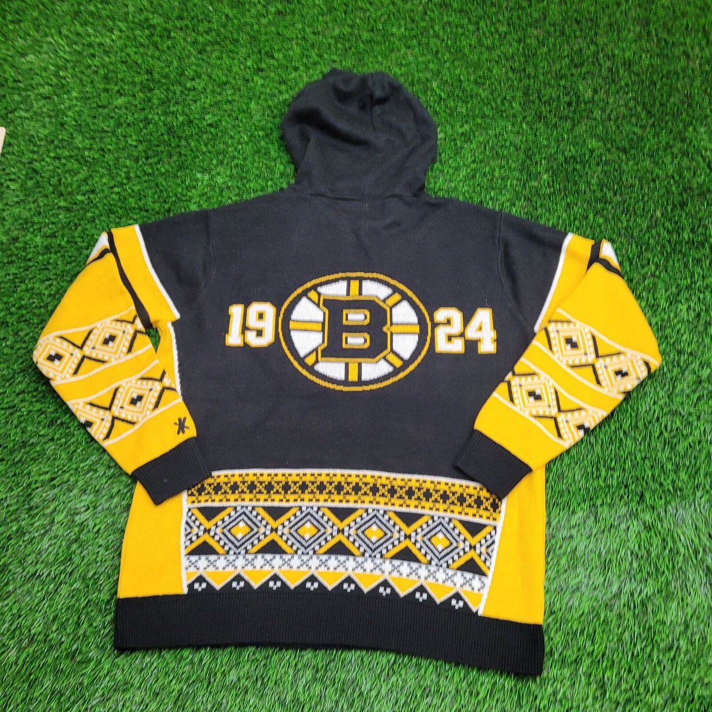 Boston Bruins Sweater Hoodie Large 23x27 Black Yellow