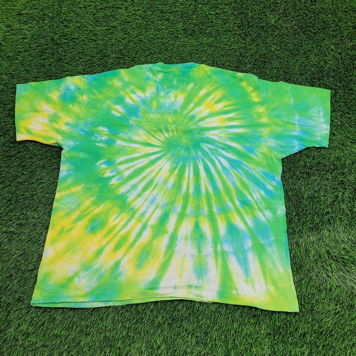 Vintage Spiral Swirled Tie-Dye Shirt XL 24x27 Green Yellow