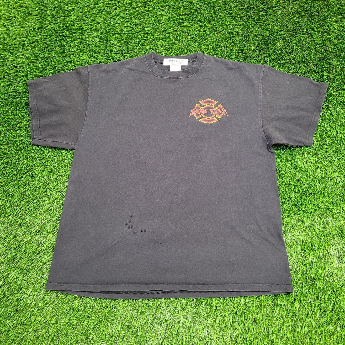 Vintage Y2K Firefighter Skull Shirt XL 23x27 Black