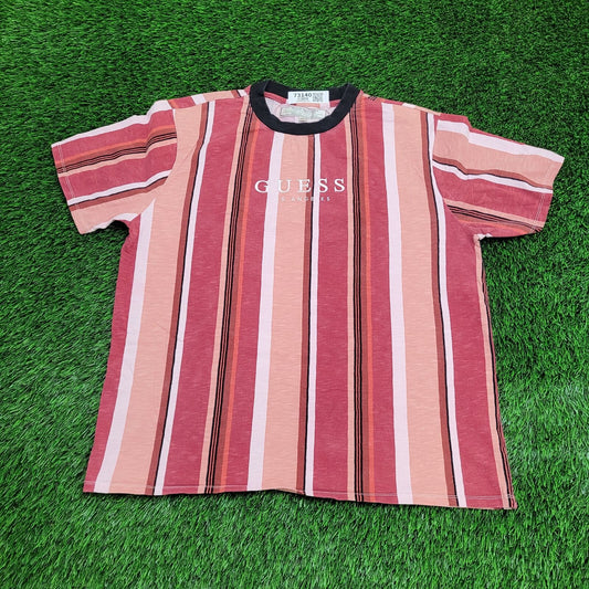 GUESS Stripes Shirt XL 24x28 Red Pink