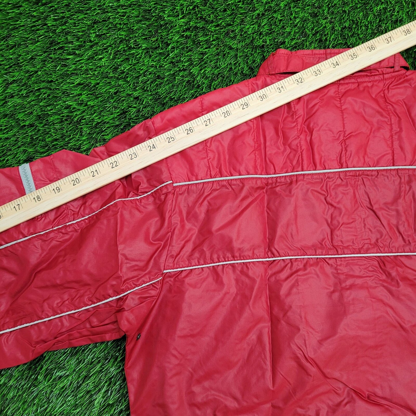 Vintage Racing Windbreaker Jacket Large 23x26 Red Gray