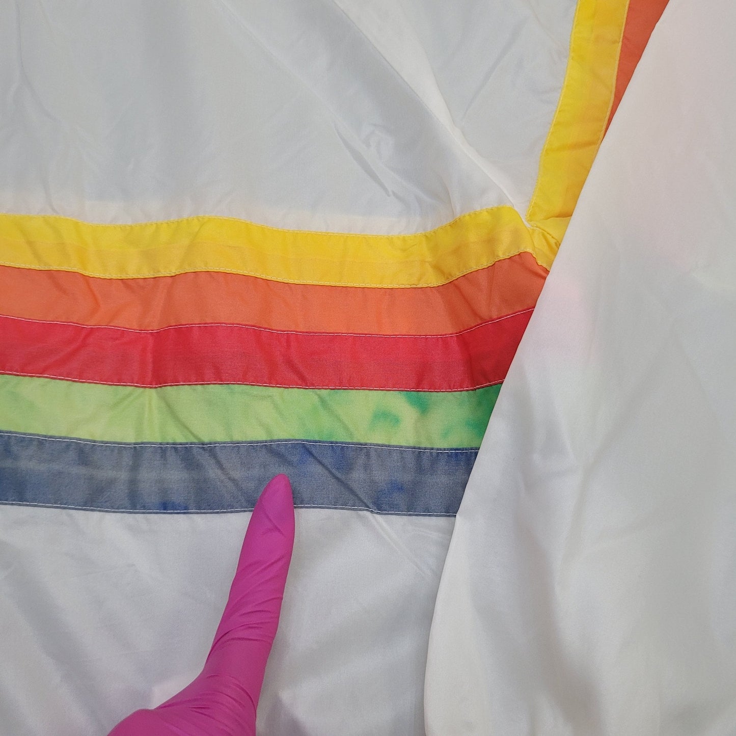 Vintage Rainbow Stripes Windbreaker Jacket Large 25x26 Y2K