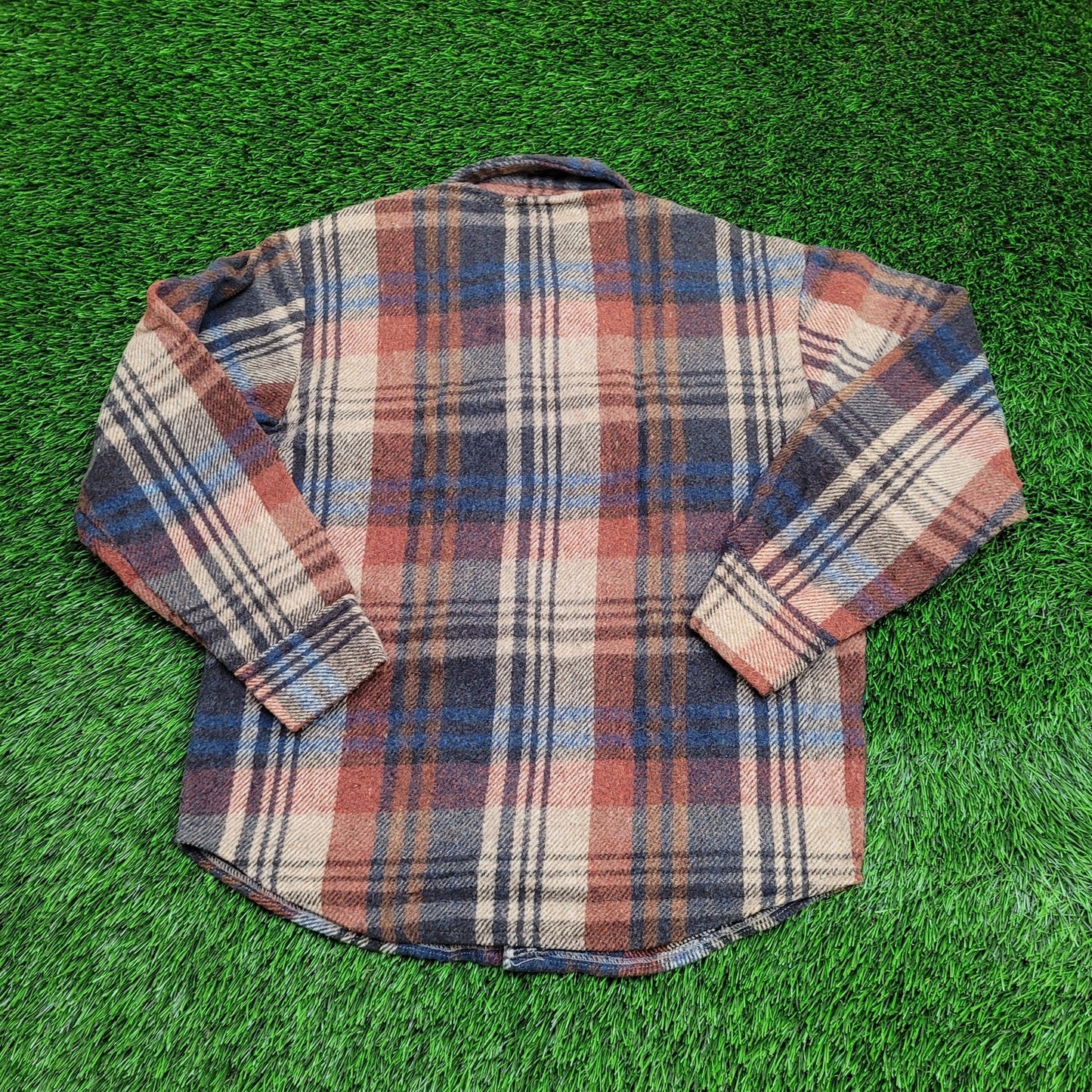 Vintage Tri-Blend Flannel Shirt Medium 21x26 Beige