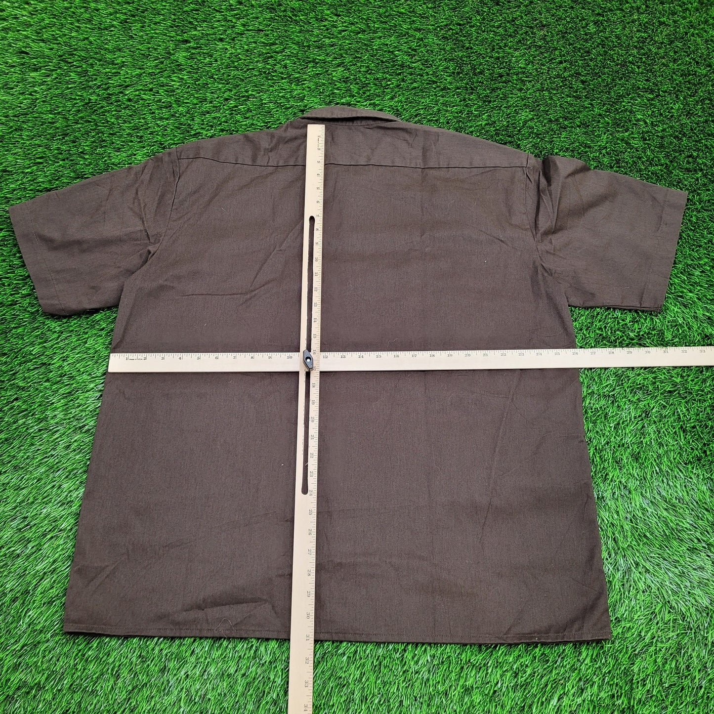 DICKIES Button Shirt XL/2XL 26x31 Extra-Baggy Brown