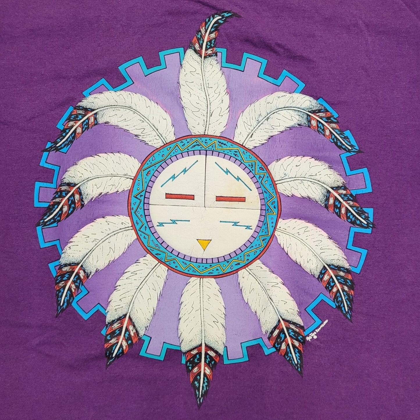 Vintage Rag-Tops Native-American Headdress Shirt XL 23x27