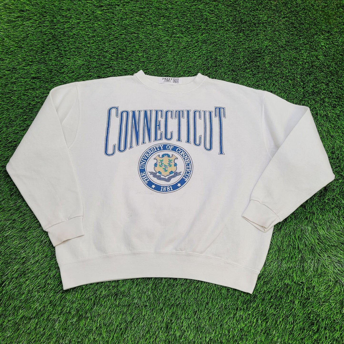 Vintage University Connecticut Sweatshirt XL 25x23 White USA