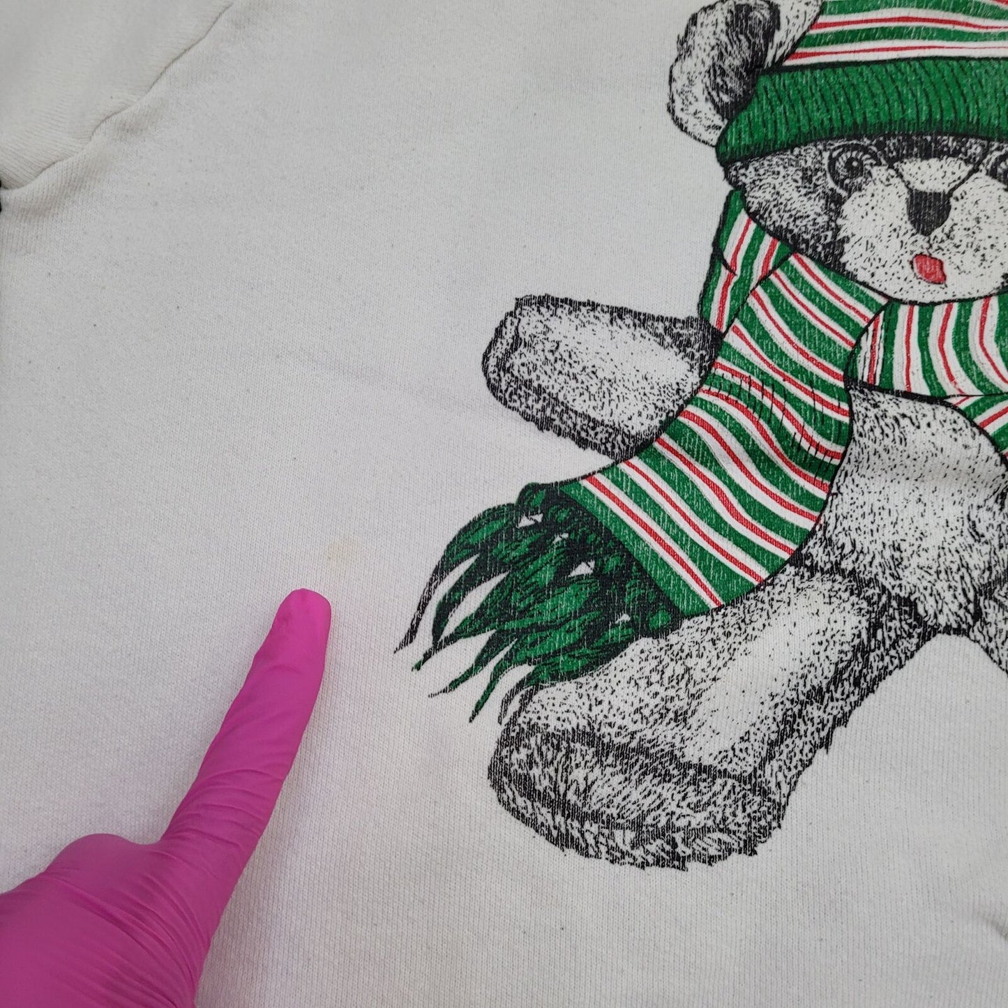 Vintage Teddy Bear Sweatshirt Womens Large 19x22 White