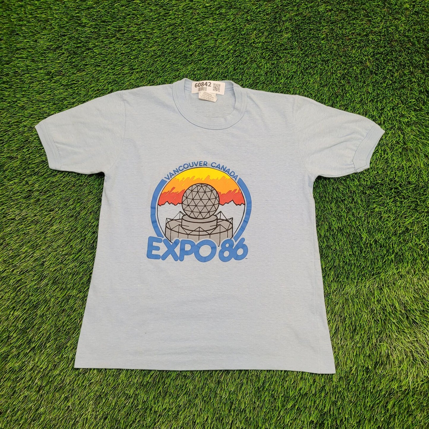 1986 Expo Womens World Exposition Shirt S/M 17x22 Blue