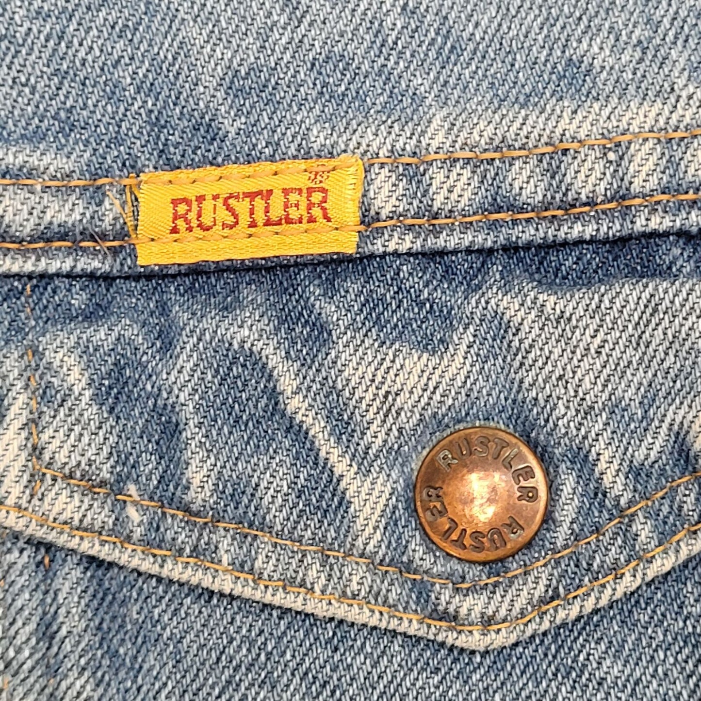 Vintage Rustler Trucker Jacket M/L 21x23 Faded Blue