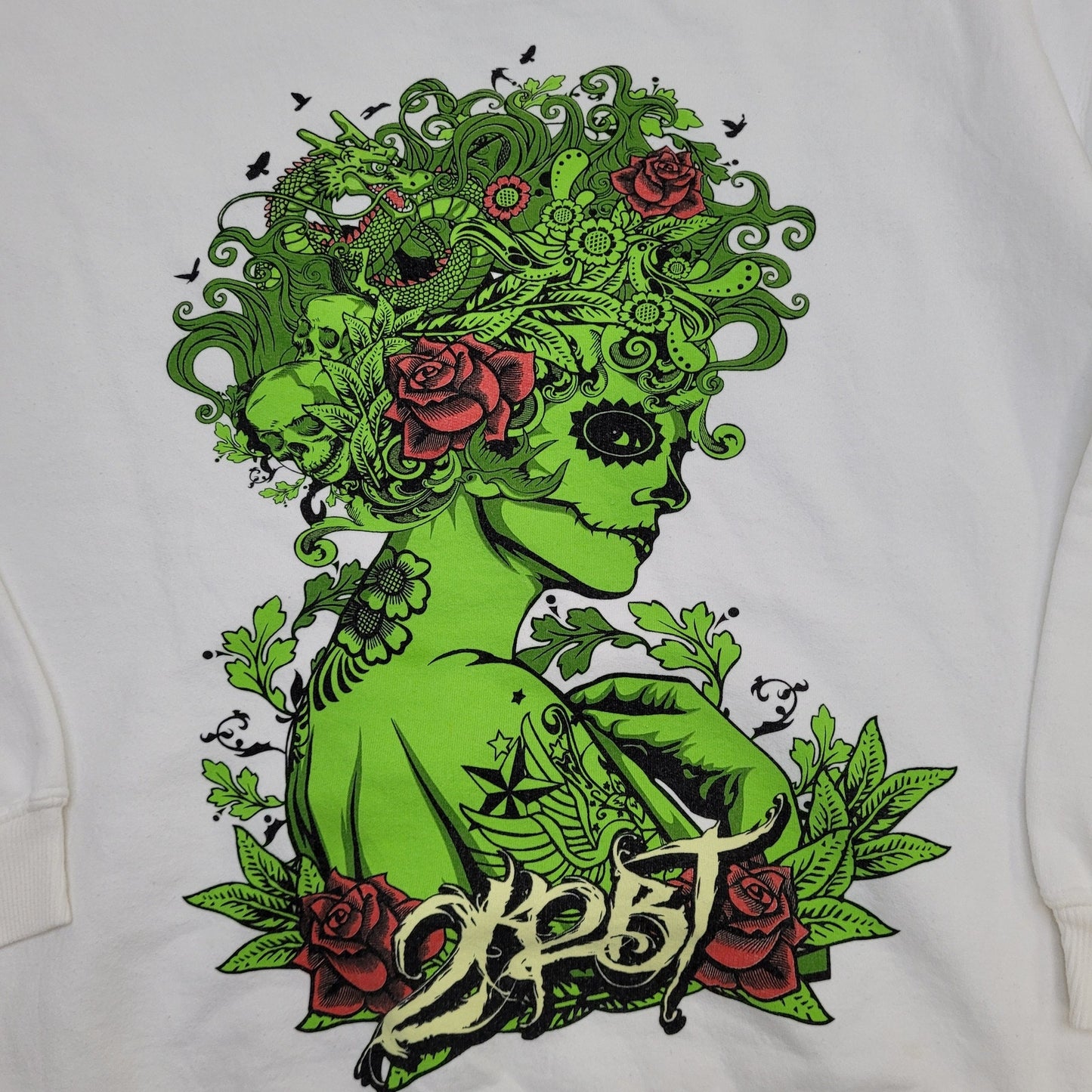 Flower Zombie Sweatshirt Womens Medium 22x24 Tattoo Art